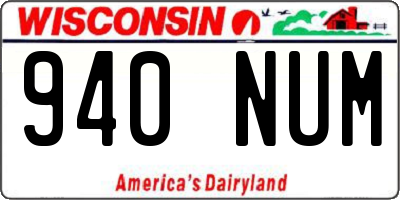 WI license plate 940NUM