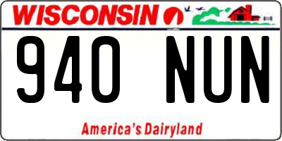 WI license plate 940NUN