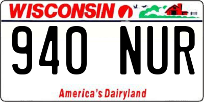 WI license plate 940NUR