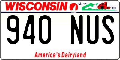 WI license plate 940NUS