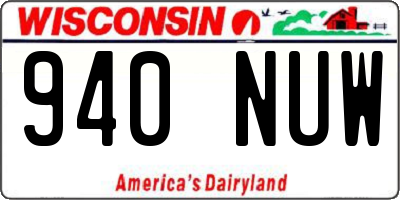 WI license plate 940NUW