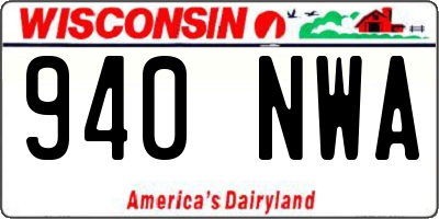 WI license plate 940NWA