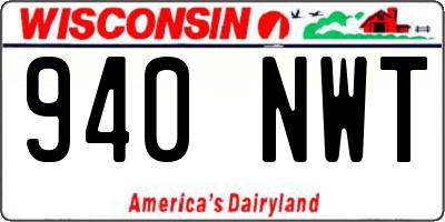 WI license plate 940NWT
