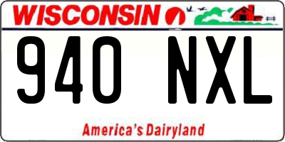 WI license plate 940NXL