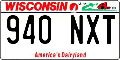 WI license plate 940NXT