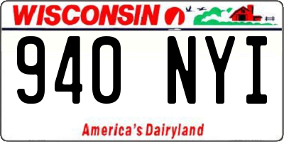 WI license plate 940NYI