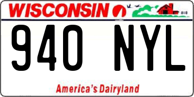 WI license plate 940NYL