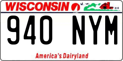 WI license plate 940NYM