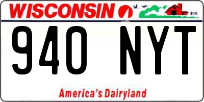WI license plate 940NYT