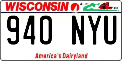 WI license plate 940NYU