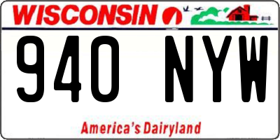 WI license plate 940NYW
