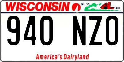 WI license plate 940NZO
