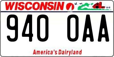 WI license plate 940OAA