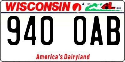 WI license plate 940OAB