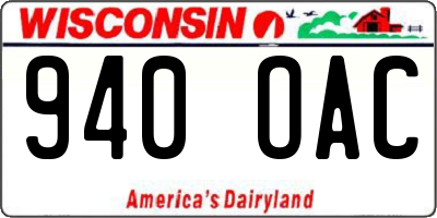 WI license plate 940OAC