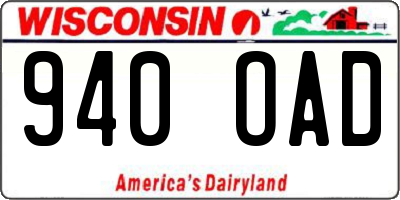 WI license plate 940OAD