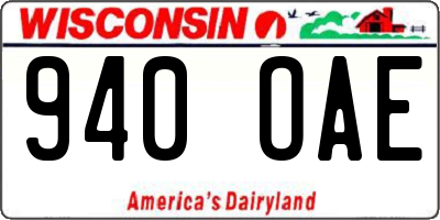 WI license plate 940OAE