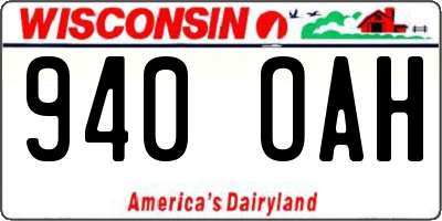 WI license plate 940OAH