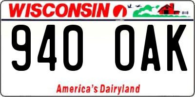 WI license plate 940OAK