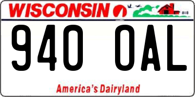 WI license plate 940OAL