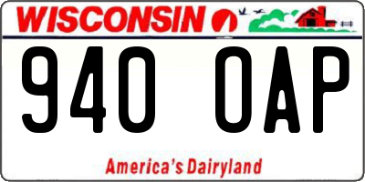 WI license plate 940OAP