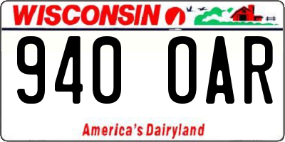 WI license plate 940OAR