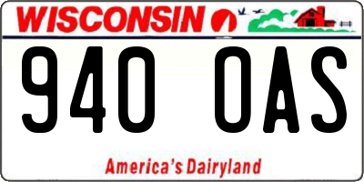 WI license plate 940OAS