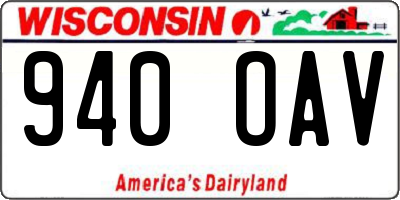 WI license plate 940OAV
