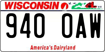 WI license plate 940OAW