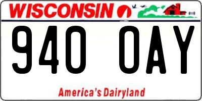 WI license plate 940OAY