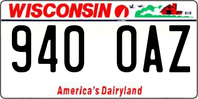 WI license plate 940OAZ