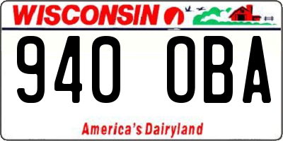 WI license plate 940OBA