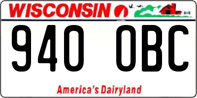 WI license plate 940OBC