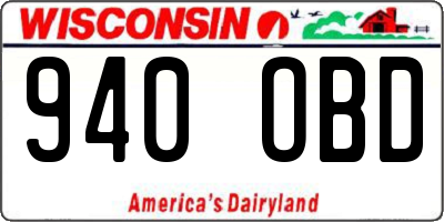 WI license plate 940OBD