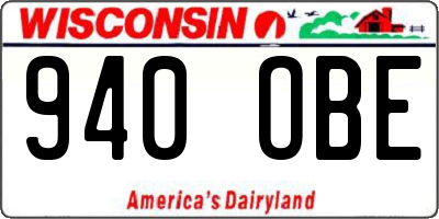 WI license plate 940OBE