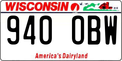 WI license plate 940OBW