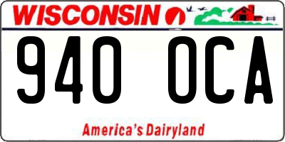 WI license plate 940OCA