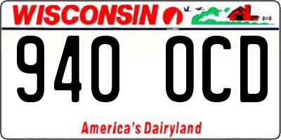 WI license plate 940OCD