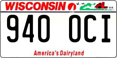 WI license plate 940OCI
