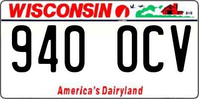 WI license plate 940OCV