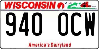 WI license plate 940OCW