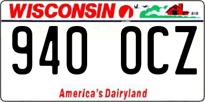 WI license plate 940OCZ