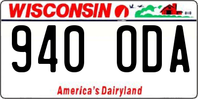 WI license plate 940ODA