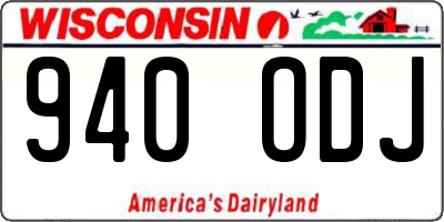 WI license plate 940ODJ