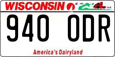 WI license plate 940ODR