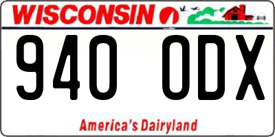 WI license plate 940ODX