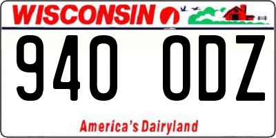 WI license plate 940ODZ