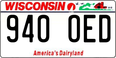 WI license plate 940OED