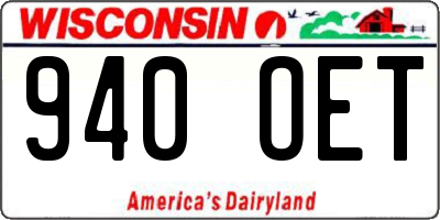 WI license plate 940OET
