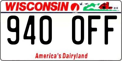 WI license plate 940OFF